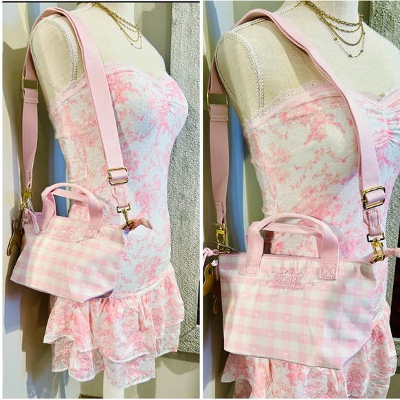 🎀PINK x LoveShackFancy Strapless Lace Mini Dress Ruffles Charlamagne Harbor Pink - Picture 6 of 14